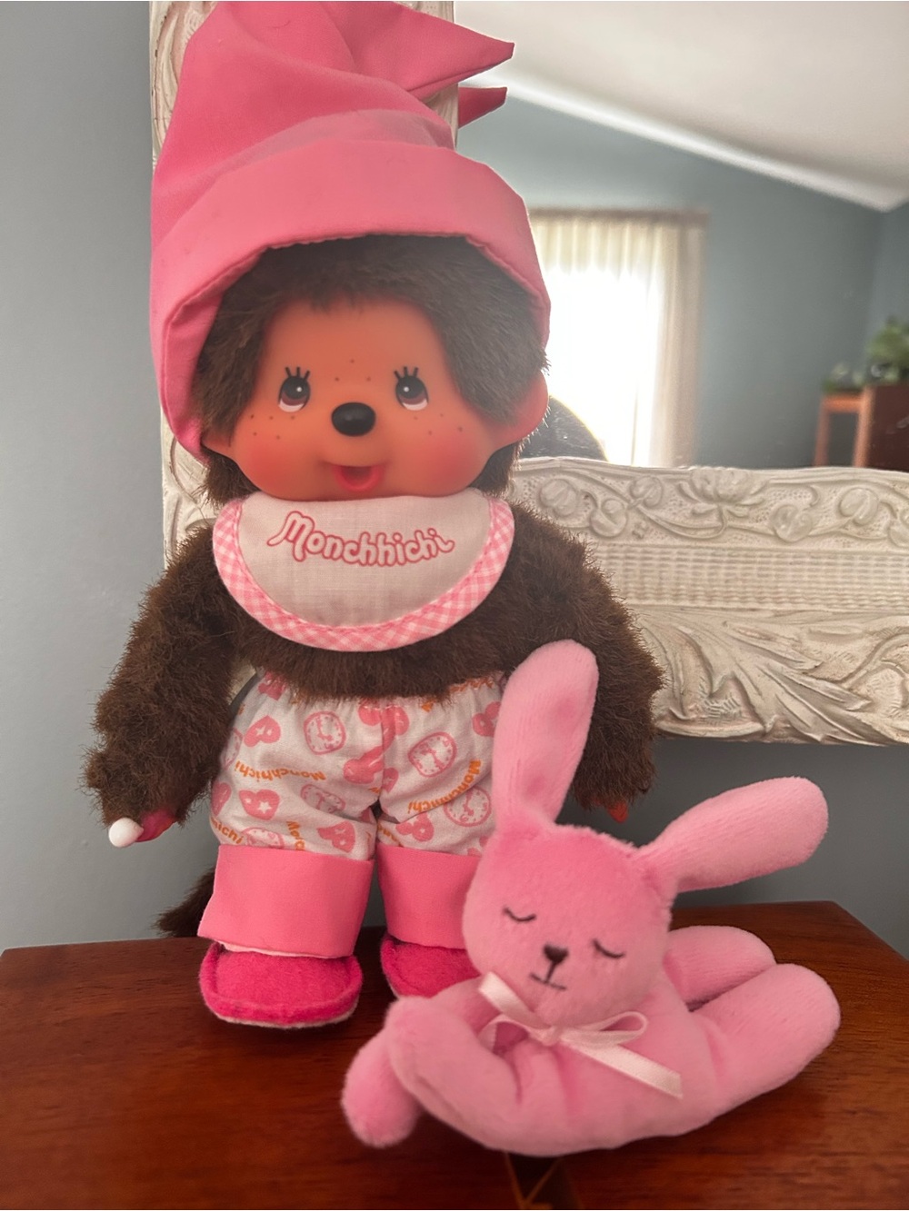 Sekiguchi Monchhichi Pink Girl Pajama Doll, 8 inch